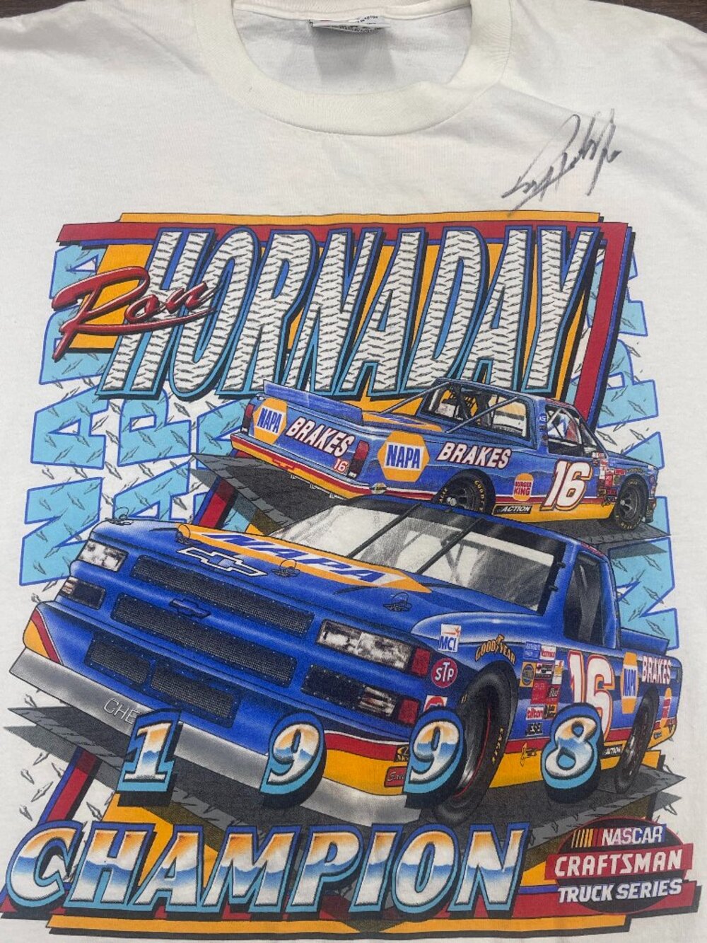 Vintage Ron Hornaday Jr Signed NASCAR Truck Series Tee XXL